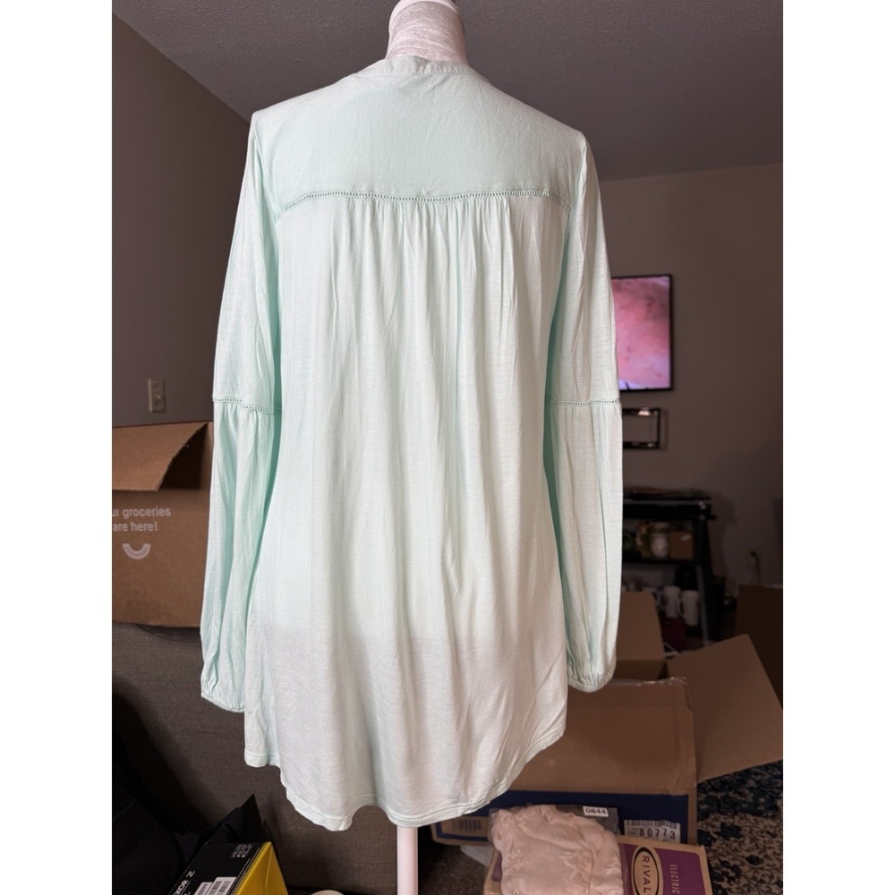 Flutter & Kick Maternity Tunic Mint Embroidered Lace Cotton Floral Cottagecore - Picture 4 of 8